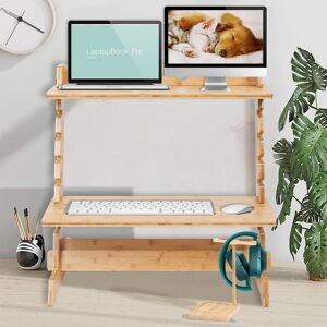 Unho - Height-Adjustable Standing Desk 70cm Home Work Sit-stand Tablet tv Table Bamboo