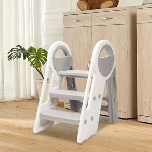 3 Tier Step Stool for Kids & Adults, Folding Stepladder Stools Bench Hold up to 75kg - grey - Vingo