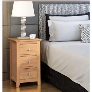 HALLOWOOD FURNITURE Hereford Bedside Table, Lamp Tables for Small Spaces, Light Oak Narrow Side Table, Bedside Cabinet, Wooden Table with Chest of Drawers for Bedroom