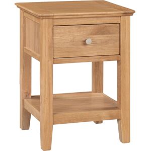 Hallowood Furniture Hereford Oak Bedside Table with Drawer, Light Oak Solid Wood Side Table, Lamp Table, Coffee Table, Sofa Side Table, Plant Stand,