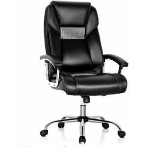 COSTWAY High-back Executive Chair PVC Leather Upholstered Home Office Chair Padded Back