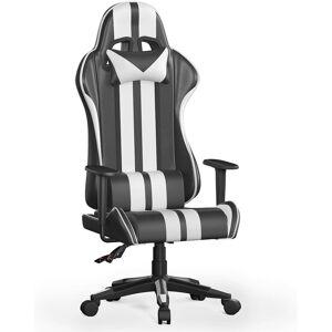 Bigzzia - High Back Racing Office Computer Chair Ergonomic Video Game Chair with Height Adjustable Headrest and Lumbar Support for Adults Teens