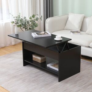 Lift up Top Coffee Table with Bottom Storage Shelf and Hidden Drawer Living Room Furniture,Black,85x50x45cm(WxDxH) - Black - Furniture Hmd