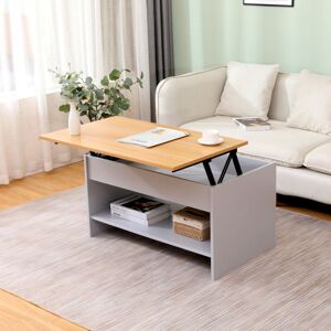 Lift up Top Coffee Table with Bottom Storage Shelf and Hidden Drawer Living Room Furniture,Grey,85x50x45cm(WxDxH) - Grey - Furniture Hmd