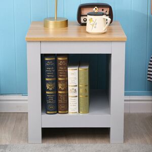 Side Table Lamp Table Console Table,Grey+Oak,45x45x50cm(WxDxH) - Grey - Furniture Hmd