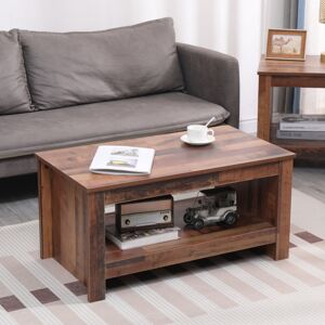 Wooden Simple Coffee Table with Storage Bottom Shelf,Living Room Furniture,85x47x42cm(LxWxH) - dark wood - Furniture Hmd