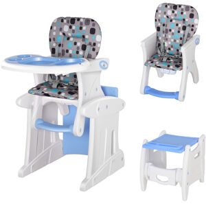 HOMCOM 3 in 1 Convertible Baby High Chair Toddler Table Chair Infant Feeding Seat Blue - Blue