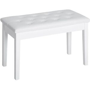 Homcom - Classic Piano Bench Padded Seat Makeup Stool Solid Wood Wooden White - White