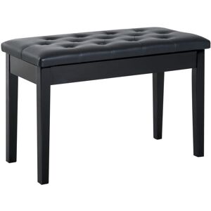 Homcom - Classic Piano Bench Padded Seat Makeup Stool Solid Wood Wooden Black - Black