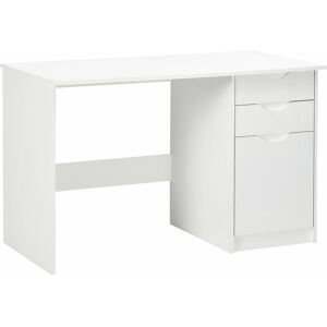 Homcom - Computer Desk w/ Drawers Modern Writing Workstation for Home Office White - White