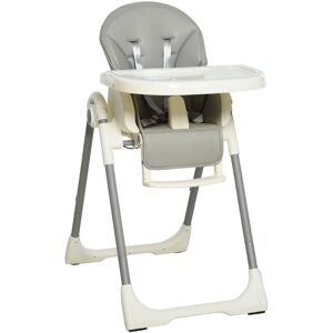 Foldable Baby High Chair Convertible Feeding Chair for 6 - 36 Months Grey - Grey - Homcom