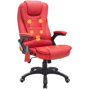 Heated Vibrating Massage Office Chair with Reclining Function, Red - Red - Homcom
