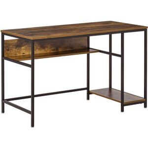 Homcom - Home Office Computer Writing Desk Study Workstation w/ Storage Rustic Brown - Rustic Brown