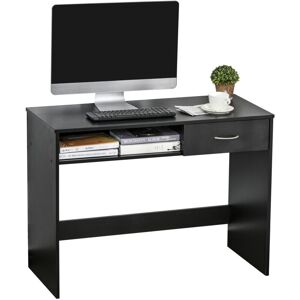 Homcom - Modern Computer Work Desk Table Study w/ Shelf Drawer Writing Station Black - Black