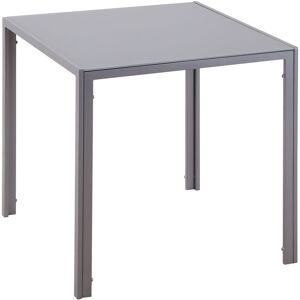 Modern Square Dining Table with Tempered Glass Top Metal Legs for Kitchen - Grey - Homcom