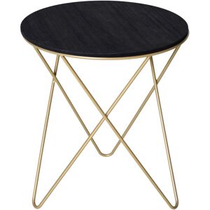 Homcom - Round Coffee Table Sofa End Side Wood Metal Bedside Table - Black Gold - Black