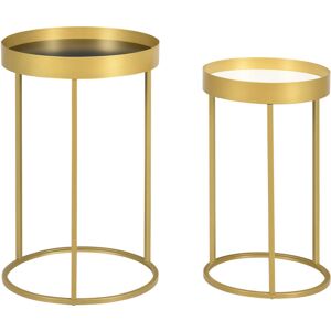 Homcom - Nesting Coffee Tables Set of 2 Modern Gold End Tables Home Office - Gold