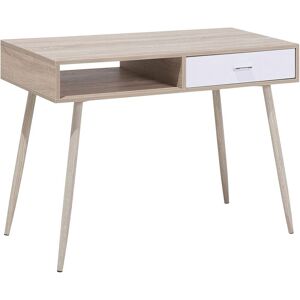 Beliani - Home Office Desk Light Wood Effect Computer Desk Drawer Open Shelf Deora - Light Wood