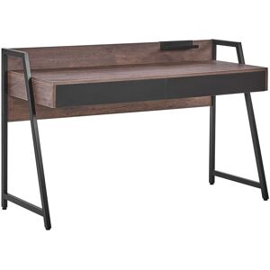 Beliani - Modern Small Desk Home Office Study Metal Legs Finish Dark Wood Harwich - Dark Wood