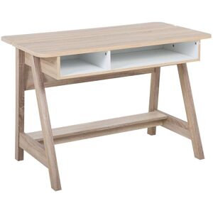 Beliani - Scandinavian Computer Desk with Shelves Storage Home Office Light Wood Jackson - Light Wood