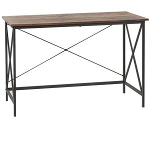 Beliani - Home Office Desk Dark Wood With Black Metal Legs 115 x 60 cm Futon - Dark Wood