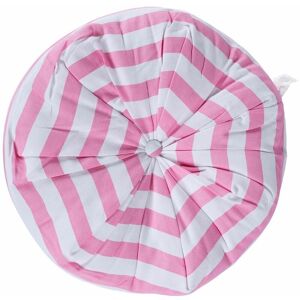 HOMESCAPES Pink and White Stripe Pleated Round Floor Cushion - Pink