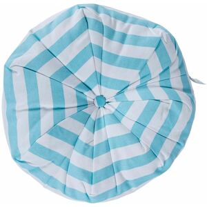 Homescapes - Blue and White Stripe Pleated Round Floor Cushion - Blue