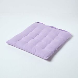 Homescapes - Mauve Plain Seat Pad with Button Straps 100% Cotton 40 x 40 cm