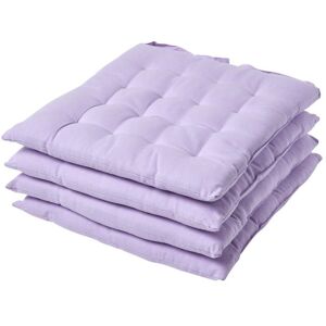 Homescapes - Mauve Plain Seat Pad with Straps 100% Cotton 40 x 40 cm, Set of 4