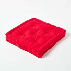 Homescapes - Cotton Red Floor Cushion, 40 x 40 cm - Red