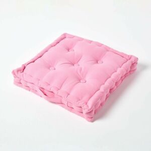 Homescapes - Cotton Pink Floor Cushion, 40 x 40 cm - Pink