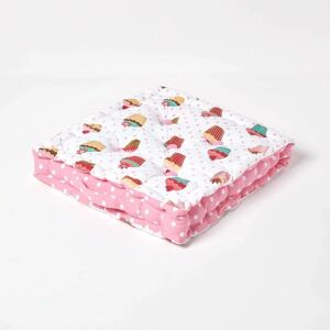 Homescapes - Cotton Cup Cakes Floor Cushion, 40 x 40 cm - Pink