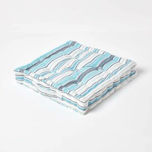 Homescapes - Cotton New England Stripes- Floor Cushion, 40 x 40 cm - Blue