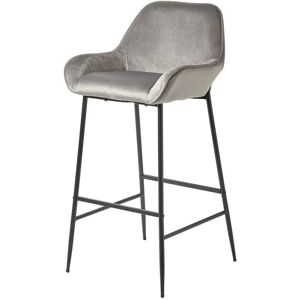 Homescapes - Eton Velvet Bar Stool Silver Grey - Grey