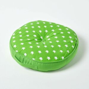 Homescapes - Green Stars Round Floor Cushion - Green