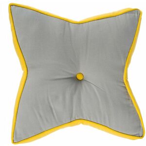 Homescapes - Grey and Yellow Star Floor Cushion - Grey