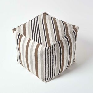 Grey, Black and White Stripe Cube Square Footstool 40 x 40 x 40 cm - Grey & White - Homescapes