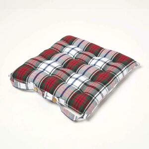 Homescapes - Macduff Tartan Seat Pad with Button Straps 100% Cotton 40 x 40 cm