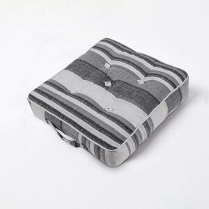 HOMESCAPES Morocco Striped Cotton Floor Cushion Grey - Grey