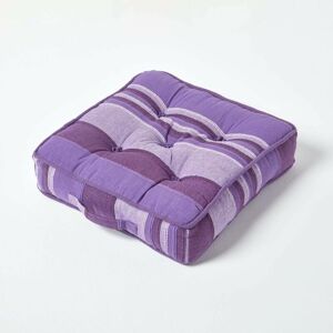 Homescapes - Morocco Striped Cotton Floor Cushion Mauve - Purple