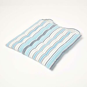 Homescapes - New England Stripe Seat Pad with Button Straps 100% Cotton 40 x 40 cm