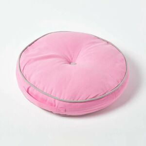 Homescapes - Pink and Grey Round Floor Cushion - Pink