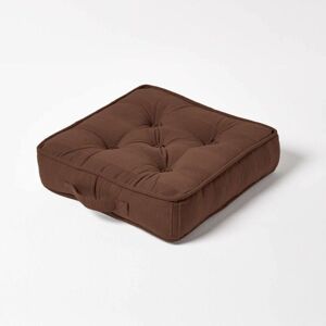 Rajput Ribbed Cotton Floor Cushion Chocolate Brown - Brown - Homescapes