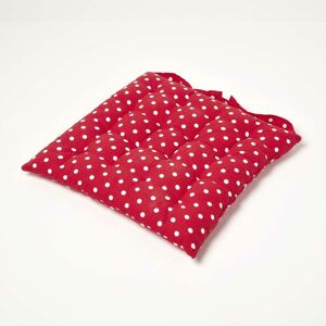 Homescapes - Red Polka Dot Seat Pad with Button Straps 100% Cotton 40 x 40 cm