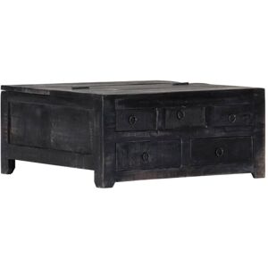 Coffee Table Black 65x65x30 cm Solid Mango Wood VD13834 - Hommoo
