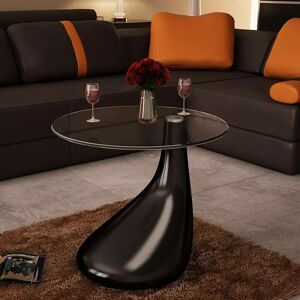 Coffee Table with Round Glass Top High Gloss Black VD08162 - Hommoo