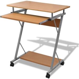 Hommoo - Compact Computer Desk with Pull-out Keyboard Tray Brown VD07399