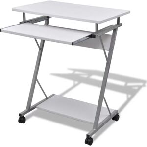 Hommoo - Compact Computer Desk with Pull-out Keyboard Tray White