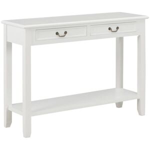Console Table White 110x35x80 cm Wood VD14694 - Hommoo