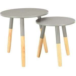 Side Tables 2 pcs Grey Solid Pinewood VD25447 - Hommoo